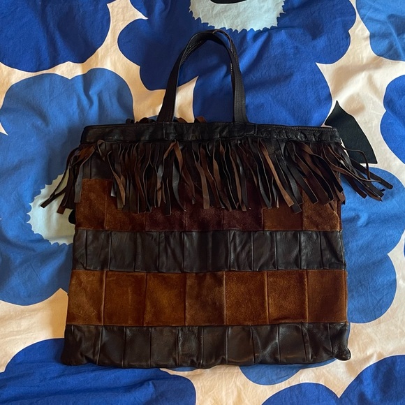 Handbags - Tasseled leather patchwork purse for your eclectic outings